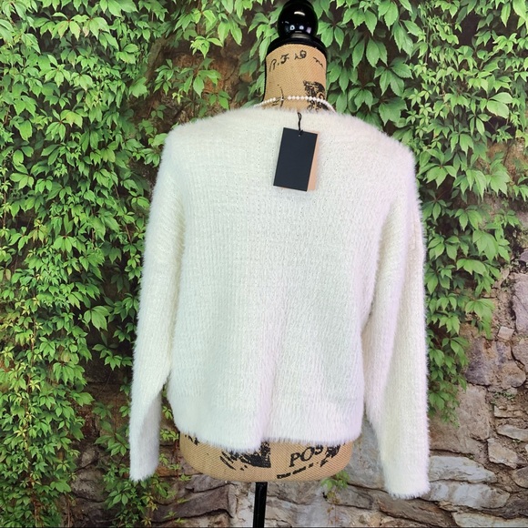 NWT FRNCH Cream Eyelash Fringe Metallic Sweater, S/M - Picture 9 of 15